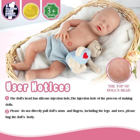 ❤️ 18 inch Baby Boy Doll  Full Body Silicone  Sleeping  Baby - Picture 2 of 6